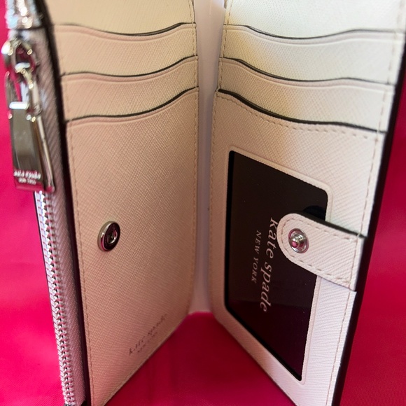 Kate Spade Shaken Not Stirred Embellished Martini Metallic Slim Bifold Wallet - Picture 3 of 6